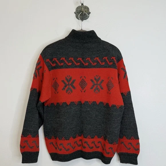 Vintage Made In Italy Maglieria Superiore Red Winter Nordic Sweater Women’s Sz L - Picture 2 of 6
